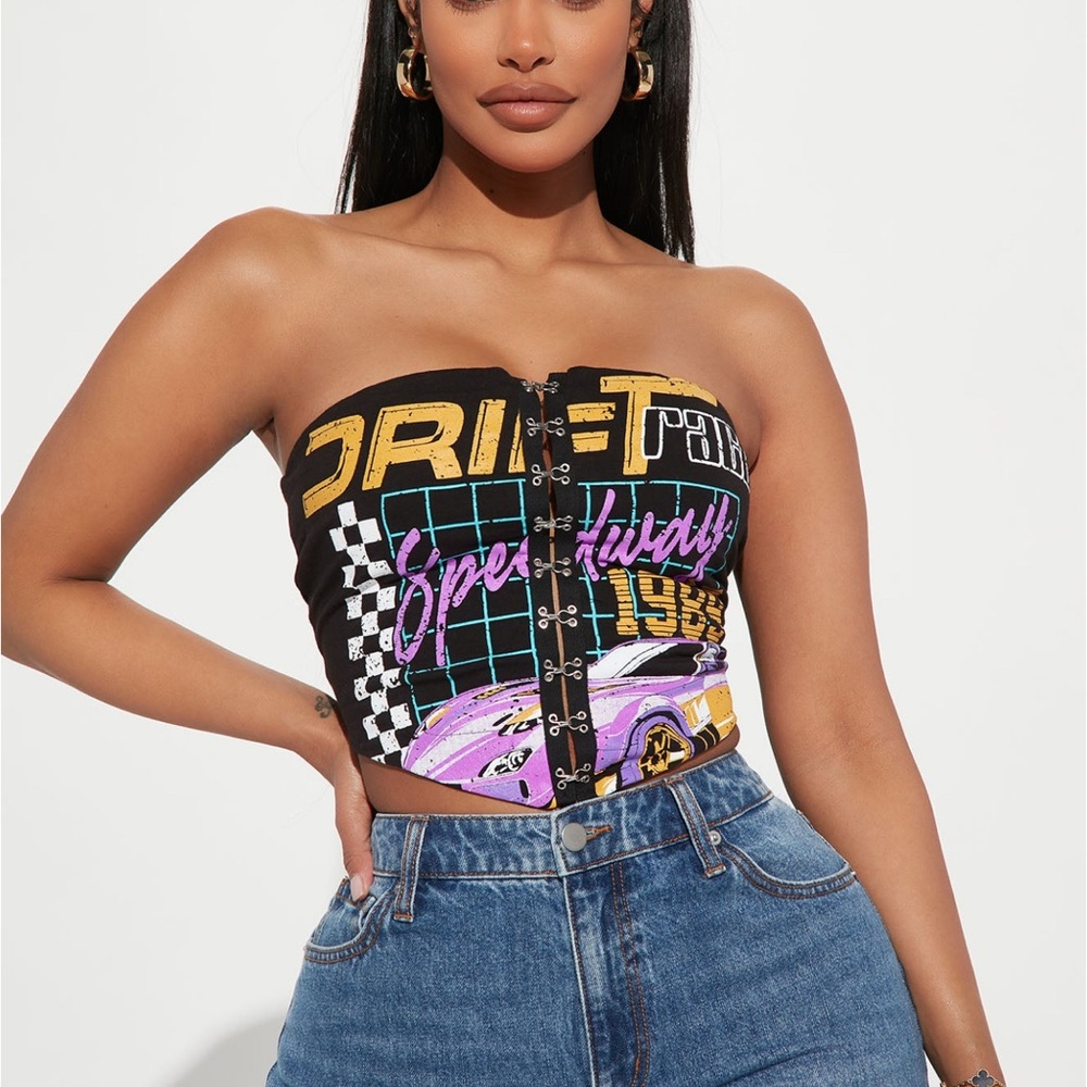 Black Graphic Tube Top